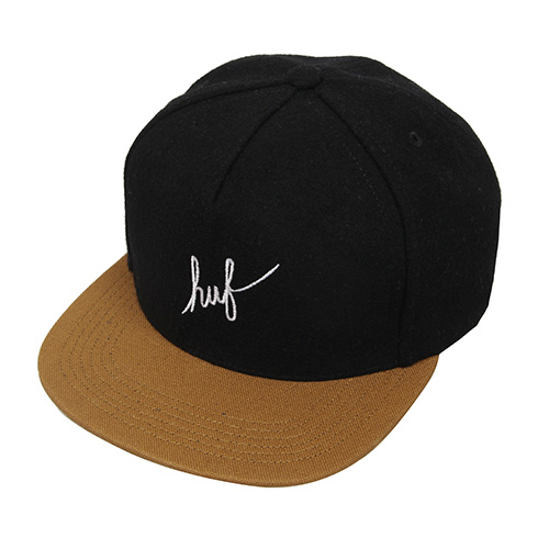 WOOL SCRIPT STRAPBACK-BLK