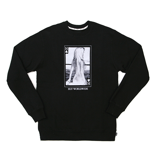 HUF CARD CREWNECK-BLK