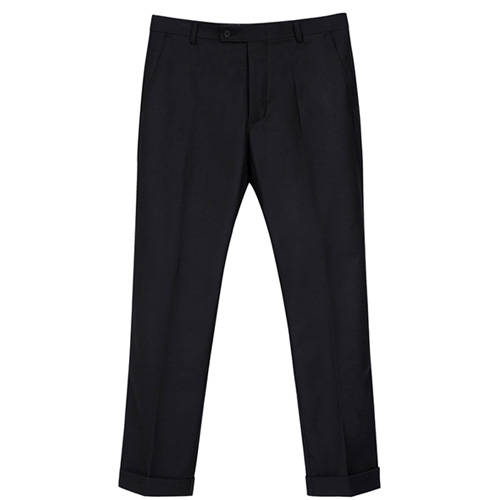 SERGE TURN-UP PANTS-BLACK