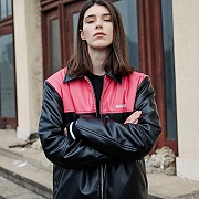 LEATHER COLORBLOCK JACKET - PINK