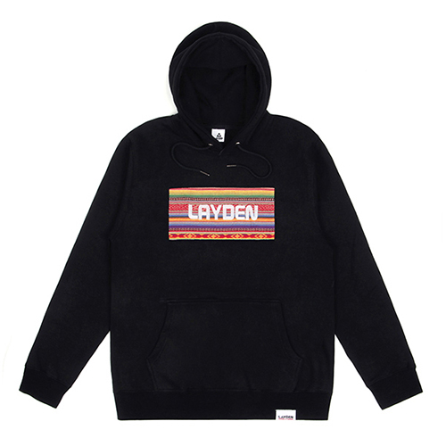 FAIR ISLE BOXLOGO PULLOVER HOODIE - BLACK