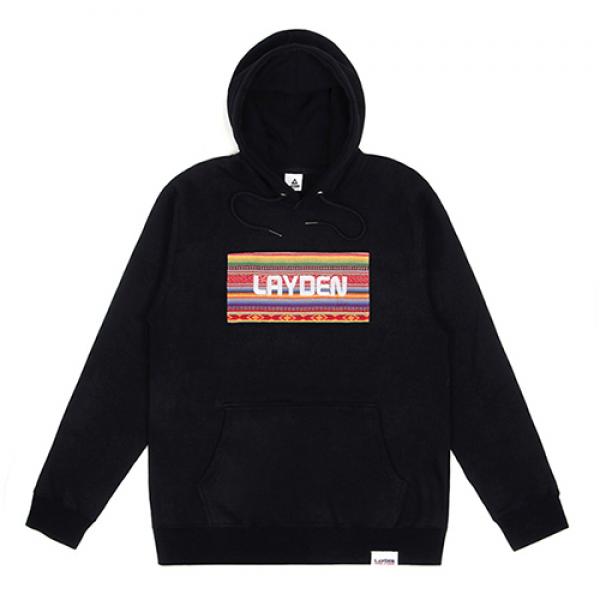 FAIR ISLE BOXLOGO PULLOVER HOODIE - BLACK
