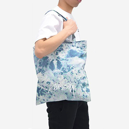 BLEACHED DENIM TOTE BAG-INDIGO