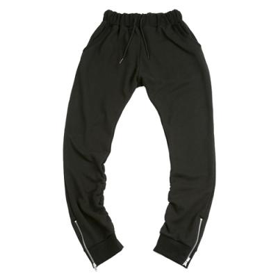 shirring zipper sweatpants(black)