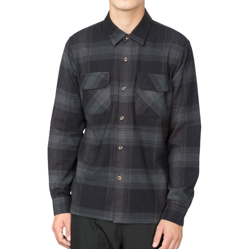 SHADOW PLAID LS SHIRT-BLK