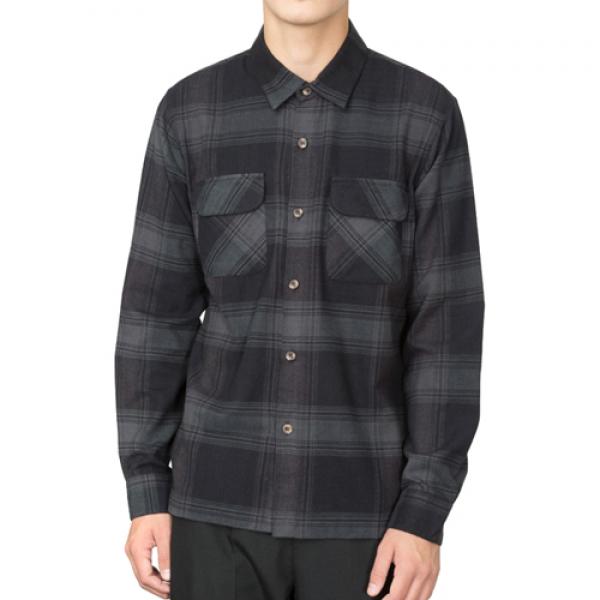 SHADOW PLAID LS SHIRT-BLK