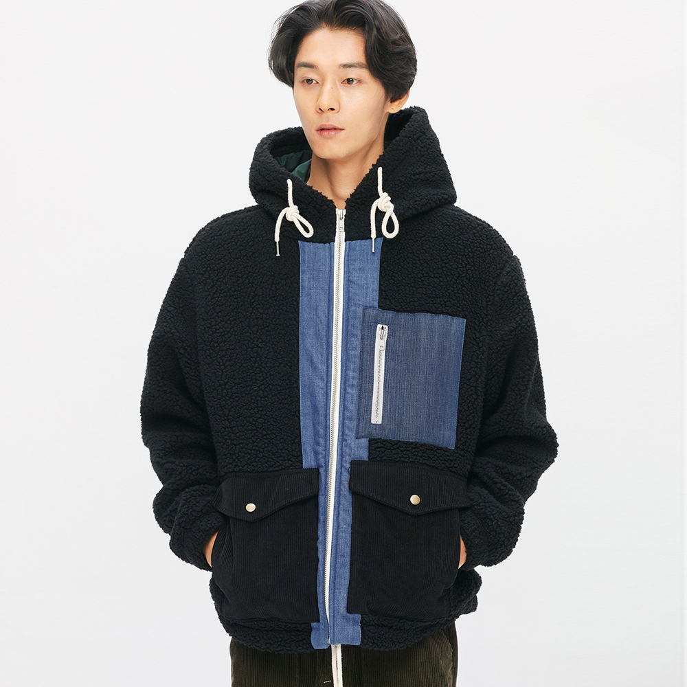 Heavy Fleece Mixed Parka_Black