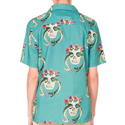SKULL PATTERN SHIRT-TEAL