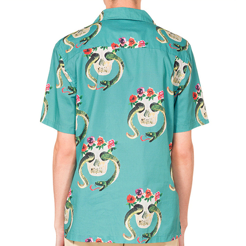 SKULL PATTERN SHIRT-TEAL