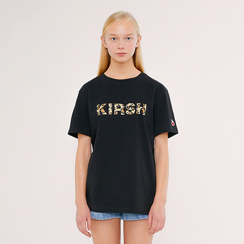 KIRSH LEOPARD LOGO T-SHIRT IS [BLACK]