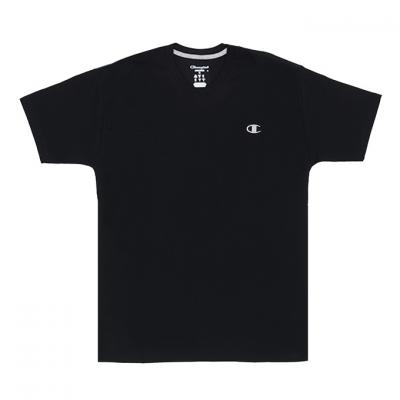 가슴로고 V넥 반팔티 BLK