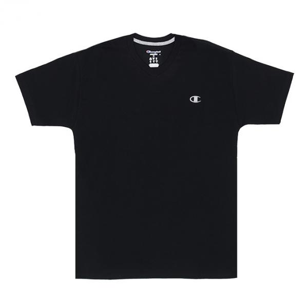 가슴로고 V넥 반팔티 BLK