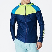 BAY HOOD ZIP UP RASHGUARD-NAVY-N.YELLOW-AQUA BLUE