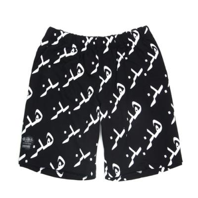 SCRIPT SHORTS-BLACK