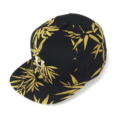 HAMMERED METAL H BAMBOO STRAPBACK-BLK