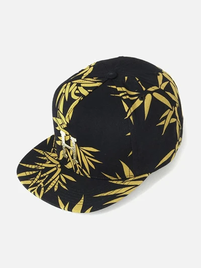 HAMMERED METAL H BAMBOO STRAPBACK-BLK