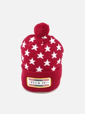 FUCK IT POM POM BEANIE-RED