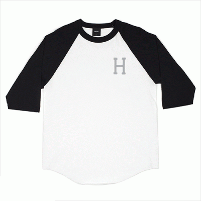 CLASSIC H RAGLAN TEE-WHT/BLK (GRY print)