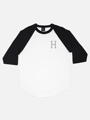 CLASSIC H RAGLAN TEE-WHT/BLK (GRY print)