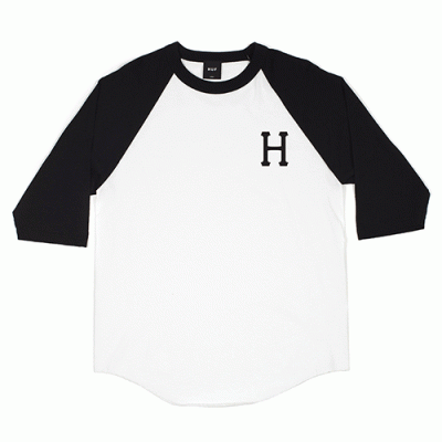 CLASSIC H RAGLAN-WHT/BLK (BLK PRINT)