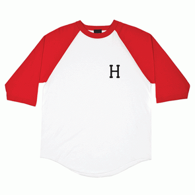 CLASSIC H RAGLAN-WHT/RED (BLK PRINT)