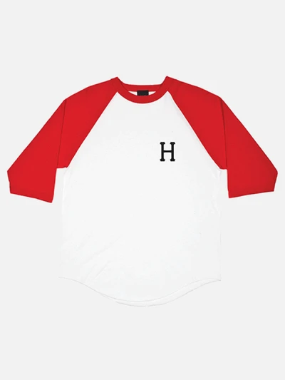 CLASSIC H RAGLAN-WHT/RED (BLK PRINT)