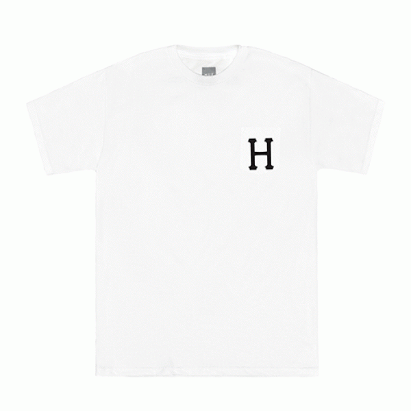 CLASSIC H POCKET TEE-WHT (BLK print)