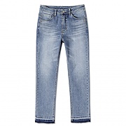 WOMAN RIVET CROPPED JEANS-BLUE