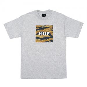 TIGER CAMO BOX LOGO TEE-GREY HEATHER