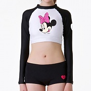 DISNEY MINNIE CROP RASHGUARD-BLACK/WHITE