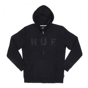 HUF LOGO ZIP UP HOOD_BLK