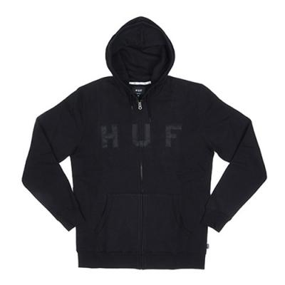 HUF LOGO ZIP UP HOOD_BLK