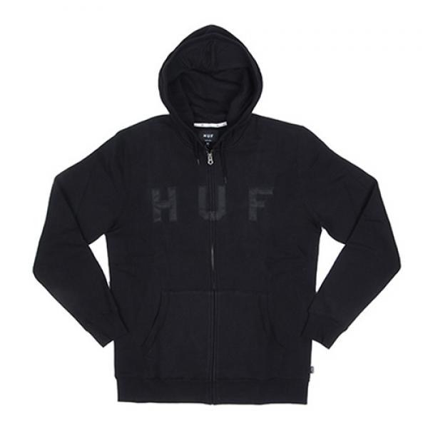 HUF LOGO ZIP UP HOOD_BLK
