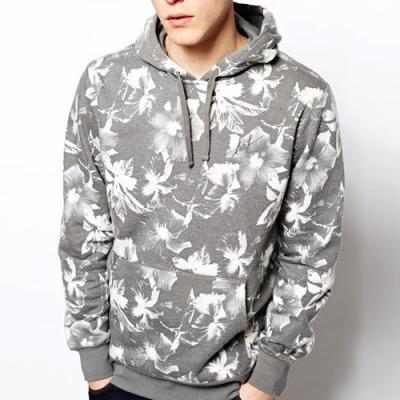 FLORAL PULLOVER HOOD-BLK