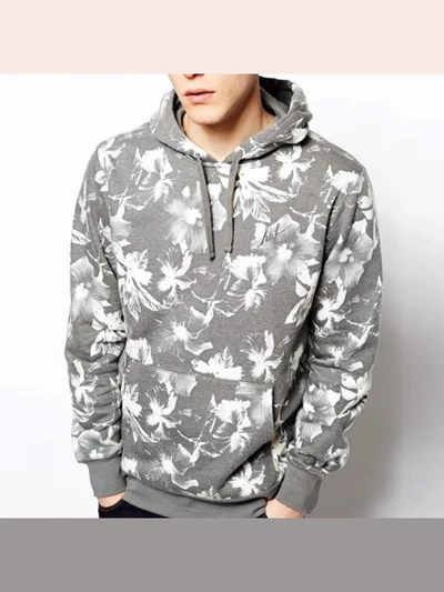 FLORAL PULLOVER HOOD-BLK