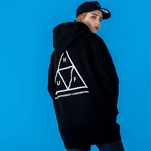 TRIPLE TRIANGLE PULLOVER FLEECE-BLK(wht)