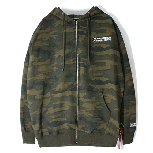 BASIC LOGO ZIP UP HOODIE-CAMO