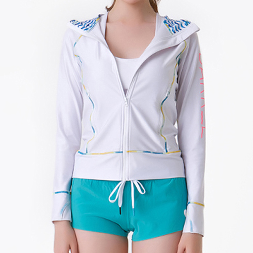 LINDA ZIP-UP HOOD RASHGUARD-WHITE