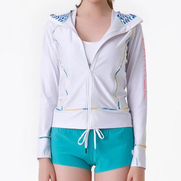 LINDA ZIP-UP HOOD RASHGUARD-WHITE