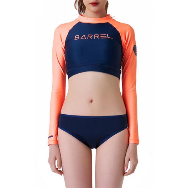 OG CROP RASHGUARD-NAVY/PEACH