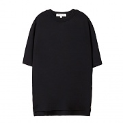 UNISEX BASIC OVERSIZED ZIPPER T-SHIRTS BLACK