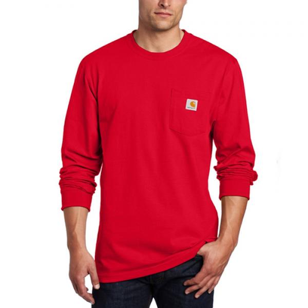(K126) 워크 포켓 긴팔티 RED