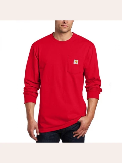 (K126) 워크 포켓 긴팔티 RED