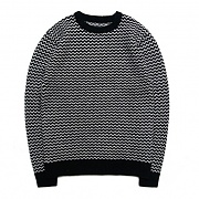 M0462 ZIGZAG WOLL KNIT SWEATER BLK