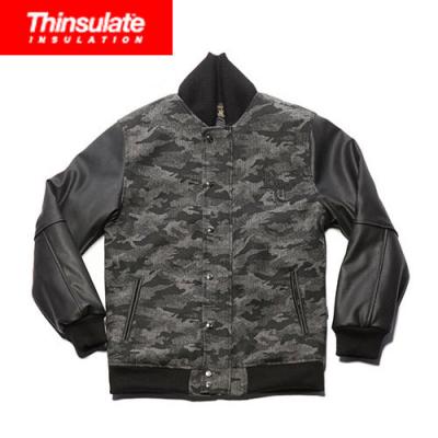 HERRINGBONE CAMO STADIUM JACKET_BLACK