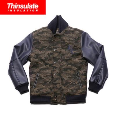 HERRINGBONE CAMO STADIUM JACKET_NAVY