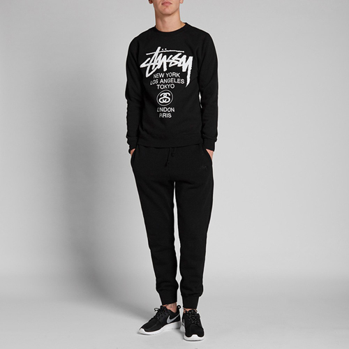 TONAL STOCK FLEECE PANT-BLACK