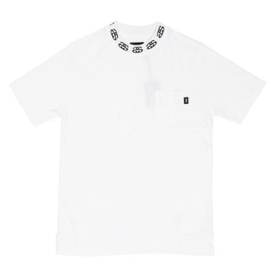 SS JACQUARD COLLAR CREW S/S TEE-WHT