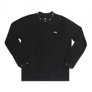 DIAMOND COLLAR L/SL CREW-BLACK