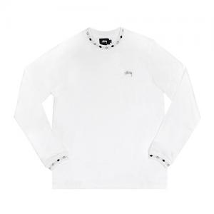 DIAMOND COLLAR L/SL CREW-WHITE